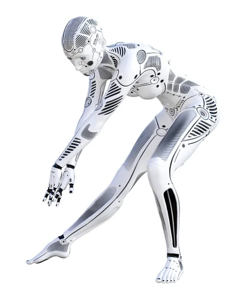 Dance Robot Kvinna Metall Droid Artificiell Intelligens Konceptuella Mode Konst — Stockfoto