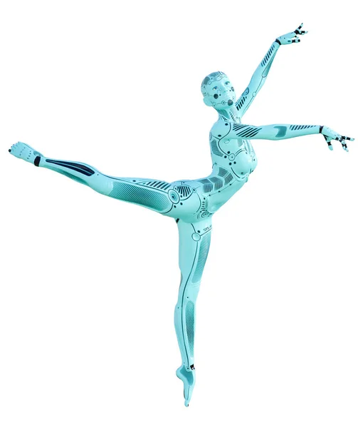 Χορός Ρομπότ Γυναίκα Μέταλλο Azure Droid Τεχνητή Νοημοσύνη Μόδα Εννοιολογική — Φωτογραφία Αρχείου