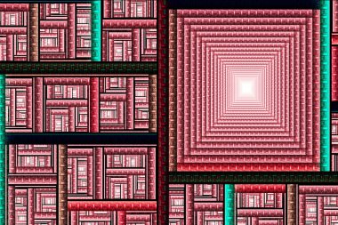 Soyut fraktal sanat arka plan çizim uzayı geometrisi. Arkaplan fraktal çoklu renk dokusundan oluşur ve hayal gücü, yaratıcılık ve tasarım projelerinde kullanılmak için uygundur.