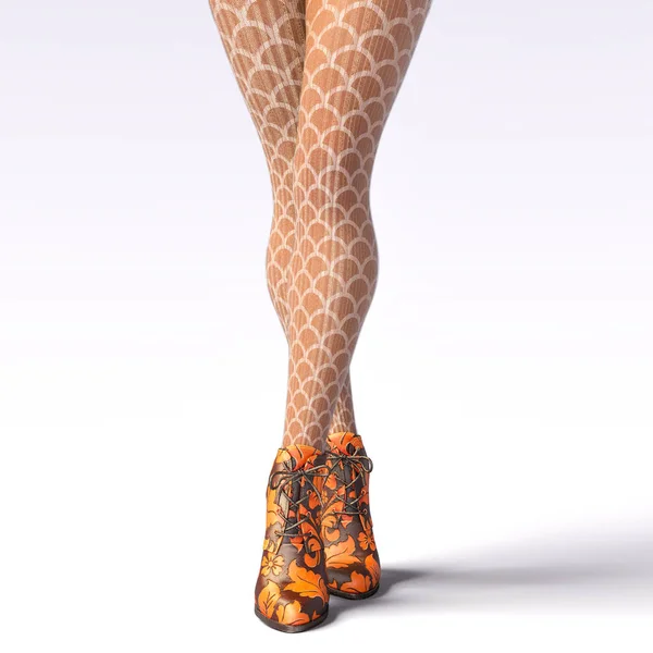 Piękne Kobiece Nogi Legginsy Wełniane Pół Koraliki Sexy Szczupłe Nogi — Zdjęcie stockowe