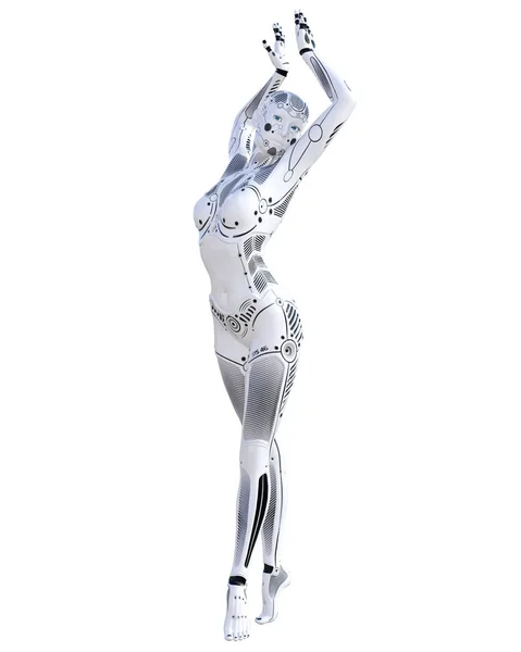 Donna Robot Danza Droide Metallo Intelligenza Artificiale Arte Concettuale Della — Foto Stock