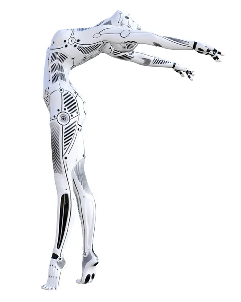 Mujer Robot Baile Droide Metálico Inteligencia Artificial Arte Conceptual Moda —  Fotos de Stock