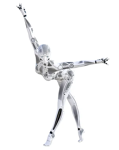 Mujer Robot Baile Droide Metálico Inteligencia Artificial Arte Conceptual Moda — Foto de Stock