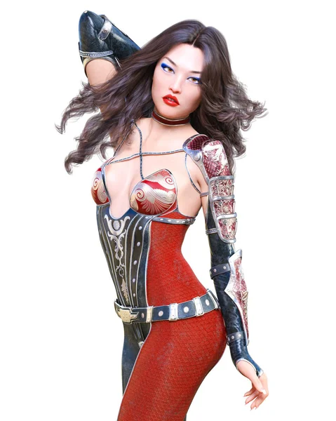 Sexy Japonês Assassino Mulher Ilustração Arte Moda Conceptual Uma Pose — Fotografia de Stock