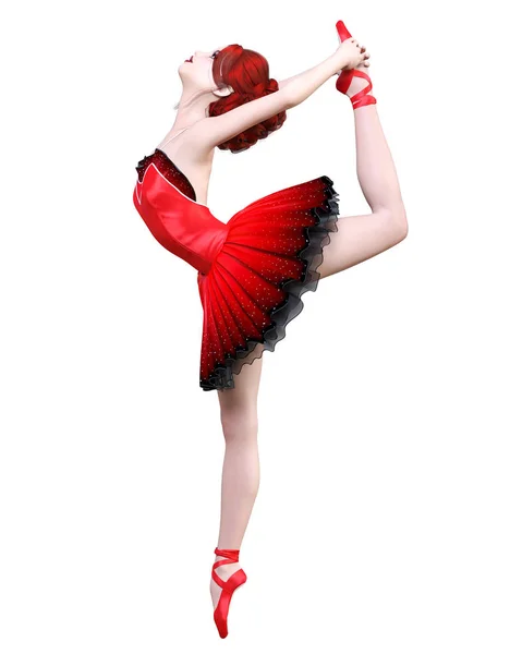 Danse Ballerine Cours Ballet Rouge Fille Rousse Aux Yeux Bleus — Photo
