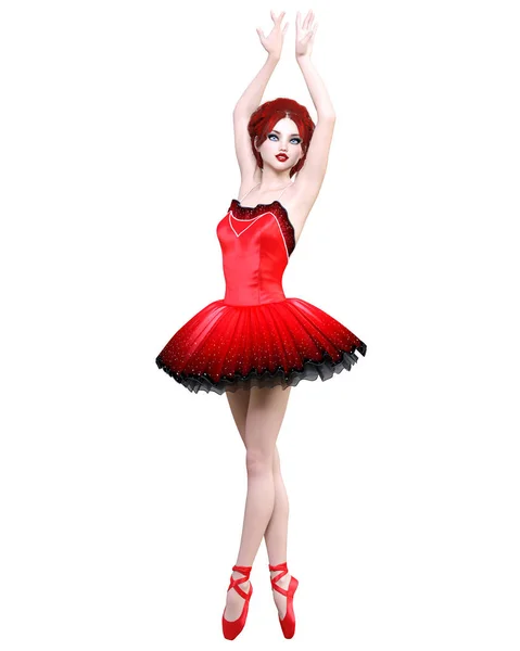 Tanzen Ballerina Red Ballett Tutu Redhead Girl Blue Eyes Ballet — Stockfoto