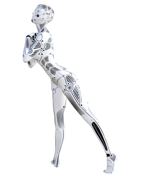 Donna Robot Danza Droide Metallo Intelligenza Artificiale Arte Concettuale Della — Foto Stock