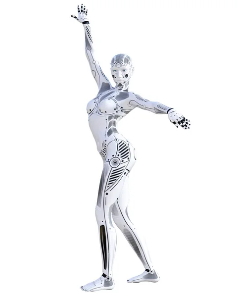 Dance Robot Kvinna Metall Droid Artificiell Intelligens Konceptuella Mode Konst — Stockfoto