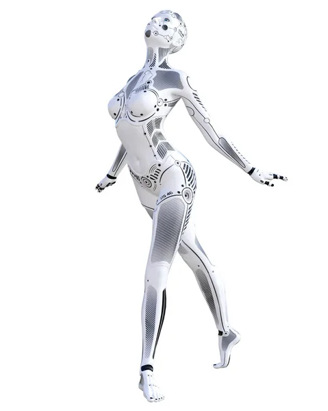 Mulher Robô Dança Dróide Metal Inteligência Artificial Arte Moda Conceptual — Fotografia de Stock