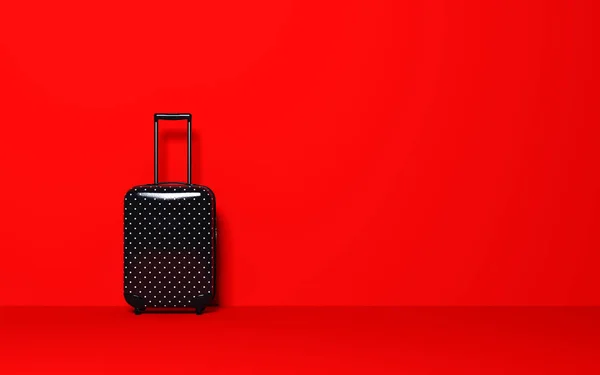 Koffer Auf Pastellrotem Hintergrund Reisekonzept Minimaler Stil Kopierraum Rendering — Stockfoto