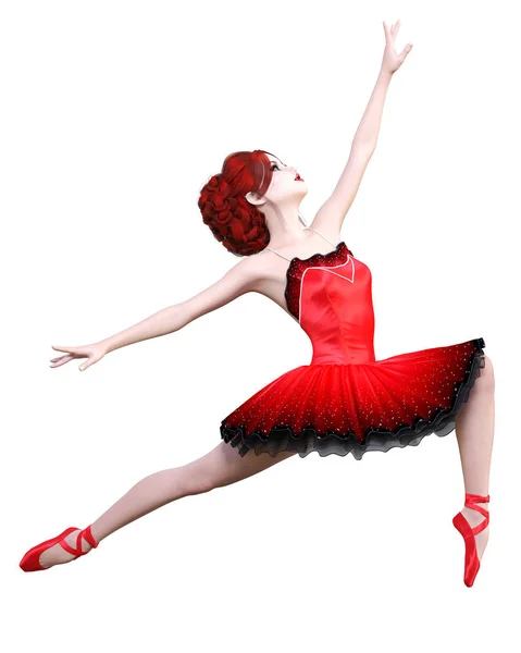 Tanzen Ballerina Red Ballett Tutu Redhead Girl Blue Eyes Ballet — Stockfoto