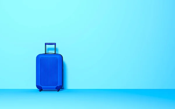 Koffer Auf Pastellblauem Hintergrund Reisekonzept Minimaler Stil Kopierraum Rendering — Stockfoto