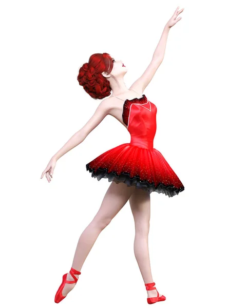 Tanzen Ballerina Red Ballett Tutu Redhead Girl Blue Eyes Ballet — Stockfoto