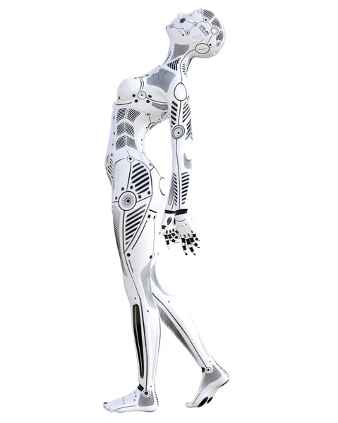Mujer Robot Droide Metal Blanco Chica Android Inteligencia Artificial Arte — Foto de Stock
