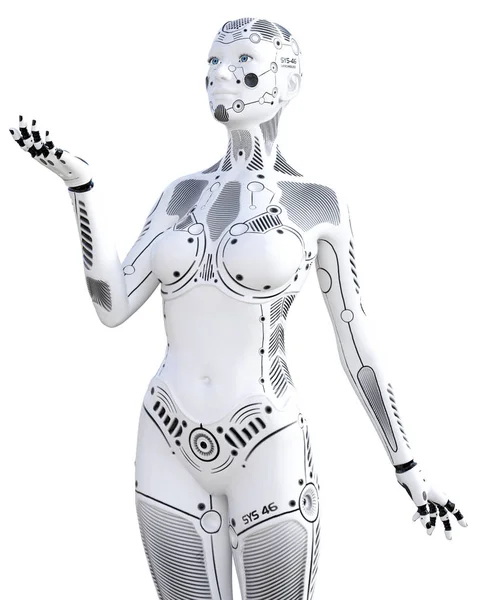 Mujer Robot Droide Metal Blanco Chica Android Inteligencia Artificial Arte —  Fotos de Stock