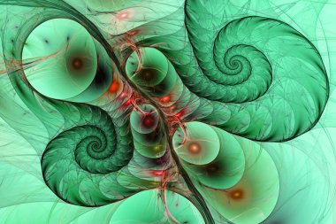 Soyut fraktal şekiller. Fantezi renkli kaotik fraktal doku. 3B görüntüleme deseni.