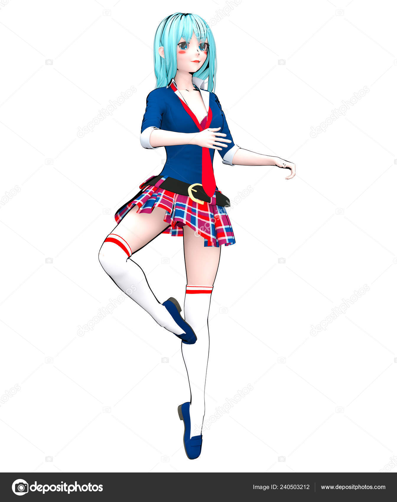 Anime Sexy Poupée écolière Japonaise Grands Yeux Bleus