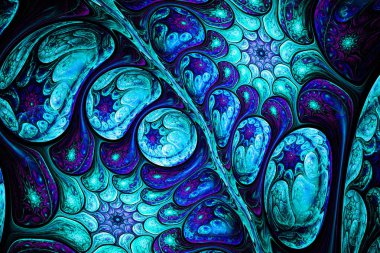 Soyut fraktal şekiller. Fantezi renkli kaotik fraktal doku. 3B görüntüleme deseni