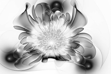 3D gerçeküstü siyah ve beyaz resim. Kutsal geometri. Gizemli psychedelic gevşeme desen. Fraktal Soyut doku. Dijital sanat grafik Astroloji magi