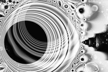 3D gerçeküstü siyah ve beyaz resim. Kutsal geometri. Gizemli psychedelic gevşeme desen. Fraktal Soyut doku. Dijital sanat grafik Astroloji magi