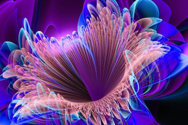 Parlak çiçek. Boyama çok renkli doku soyut. Hareket tatil arka plan. Modern çok renkli fütüristik dinamik desen. Fraktal 3d sanat yaratıcı grafik desig