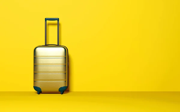 Koffer Auf Pastell Hintergrund Reisegepäckkonzept Minimaler Stil Kopierraum Darstellung — Stockfoto