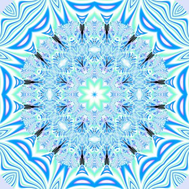 Soyut fraktal bandana baskı. Desen tasarım yastık, halı, kilim, kumaş için kare. İpek boyun atkı, atkı, şal, wra için Mandala tasarım