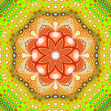 Soyut fraktal bandana baskı. Desen tasarım yastık, halı, kilim, kumaş için kare. İpek boyun atkı, atkı, şal, şal için Mandala tasarım