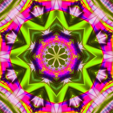 Soyut fraktal bandana baskı. Desen tasarım yastık, halı, kilim, kumaş için kare. İpek boyun atkı, atkı, şal, wra için Mandala tasarım