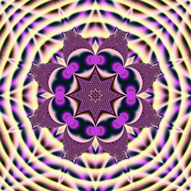 Soyut fraktal bandana baskı. Desen tasarım yastık, halı, kilim, kumaş için kare. İpek boyun atkı, atkı, şal, wra için Mandala tasarım