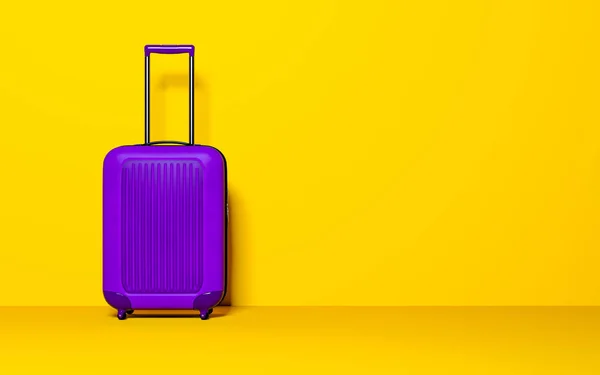 Koffer Auf Pastell Hintergrund Reisegepäckkonzept Minimaler Stil Kopierraum Urlaub Erholung — Stockfoto