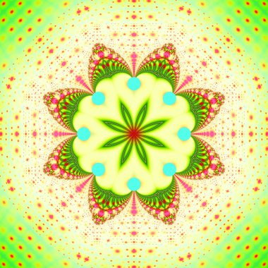 Soyut fraktal bandana baskı. Desen tasarım yastık, halı, kilim, kumaş için kare. İpek boyun atkı, atkı, şal, şal için Mandala tasarım