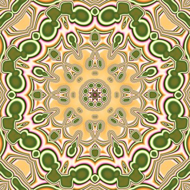 Soyut fraktal bandana baskı. Desen tasarım yastık, halı, kilim, kumaş için kare. İpek boyun atkı, atkı, şal, wra için Mandala tasarım