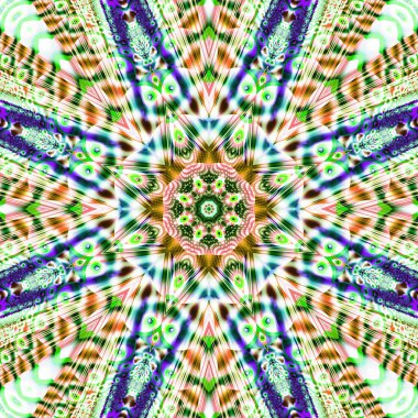 Soyut fraktal bandana baskı. Desen tasarım yastık, halı, kilim, kumaş için kare. İpek boyun atkı, atkı, şal, wra için Mandala tasarım