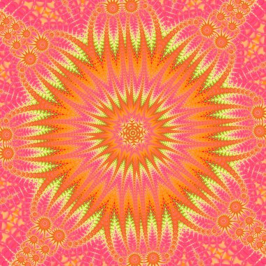 Soyut fraktal bandana baskı. Desen tasarım yastık, halı, kilim, kumaş için kare. İpek boyun atkı, atkı, şal, wra için Mandala tasarım