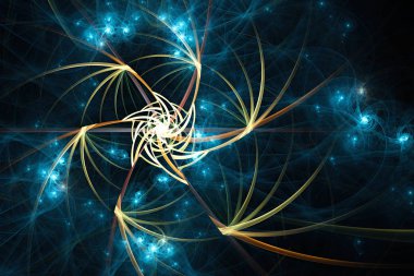 3D sürreal çizim. Kutsal geometri. Gizemli gevşeme kalıbı. Fraktal soyut doku. Dijital sanat eseri grafik astroloji büyüsü