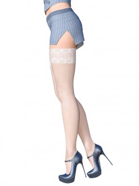 Güzel uzun ince seksi kadın bacaklar kısa mini etek ve beyaz çorap. Sekreter üniforması. Güzel iç çamaşırı koleksiyonu. Provokatif serbest poz.3d render. Isolate.Conceptual moda sanatı.