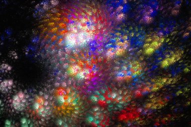 Soyut fraktal sanat arka plan çizim uzayı geometrisi. Arkaplan fraktal çoklu renk dokusundan oluşur ve hayal gücü, yaratıcılık ve tasarım projelerinde kullanılmak için uygundur.