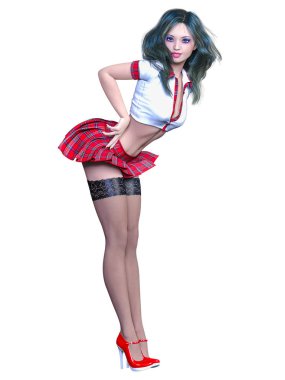 Okul üniformalı kadın..