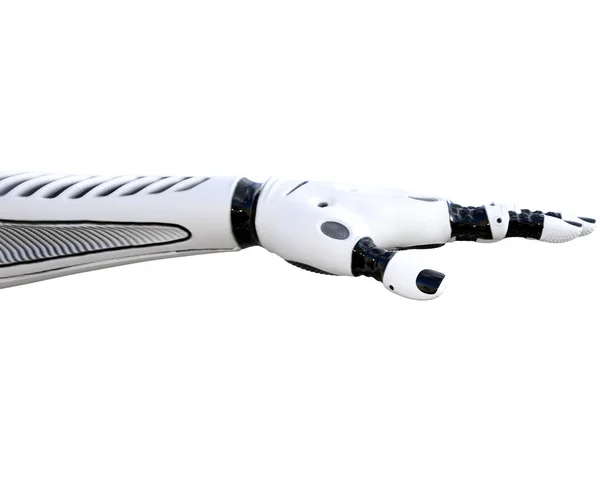 Beyaz metal droid el hareketleri — Stok fotoğraf