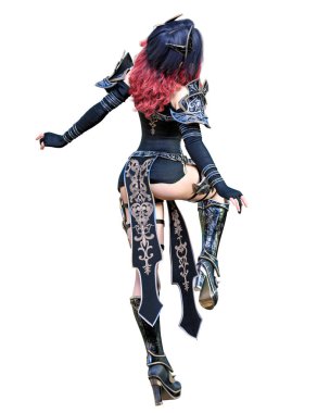 Kılıç ve metal bıçak ile Savaşçı amazon kadın.