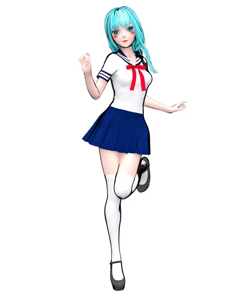 3D japanese anime schoolgirl.