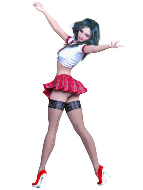 Okul üniformalı kadın..