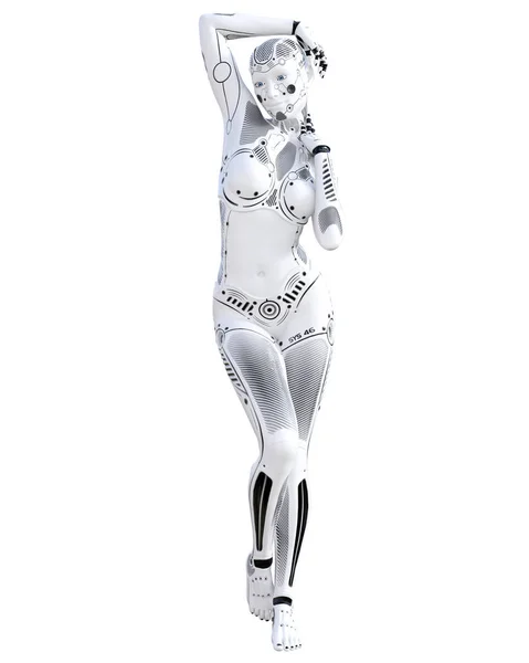 Donna robot. Droide di metallo bianco. Intelligenza artificiale . — Foto Stock