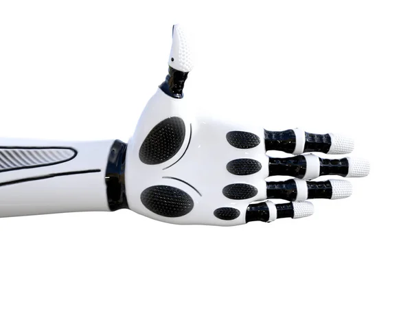 Gestos de mano droide de metal blanco — Foto de Stock