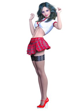 Okul üniformalı kadın..