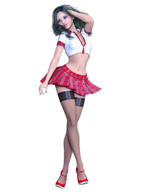 Okul üniformalı kadın..