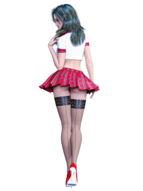 Okul üniformalı kadın..