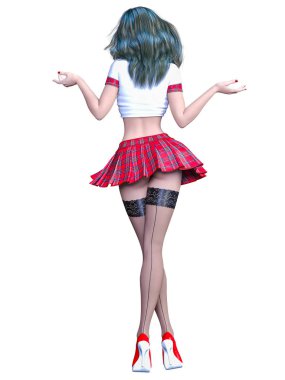 Okul üniformalı kadın..