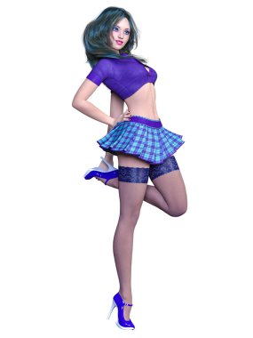 Okul üniformalı kadın..